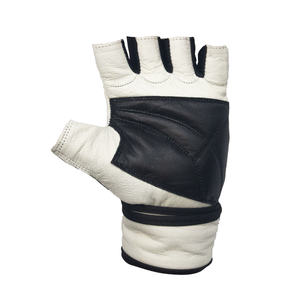 back of white workout gloves