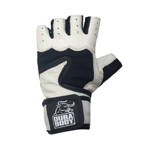 front of white workout gloves