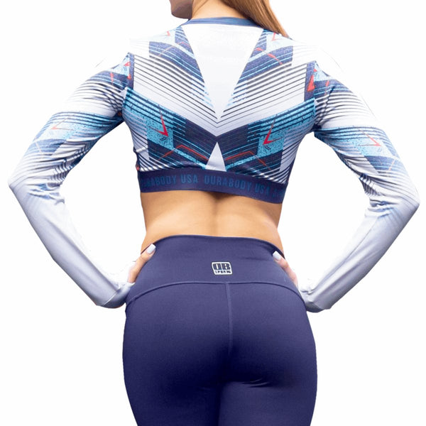 Active Blue Long Sleeve Crop Top sold by DURABODY SPORTS