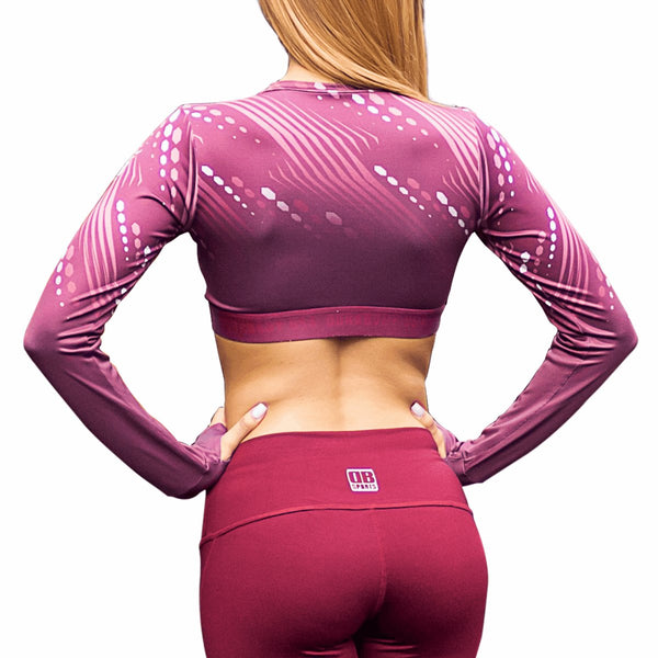 Active Burgundy Long Sleeve Crop Top sold by DURABODY SPORTS