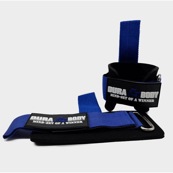 Blue Neoprene Wrist Wraps With Lifting Strap sold by DURABODY SPORTS