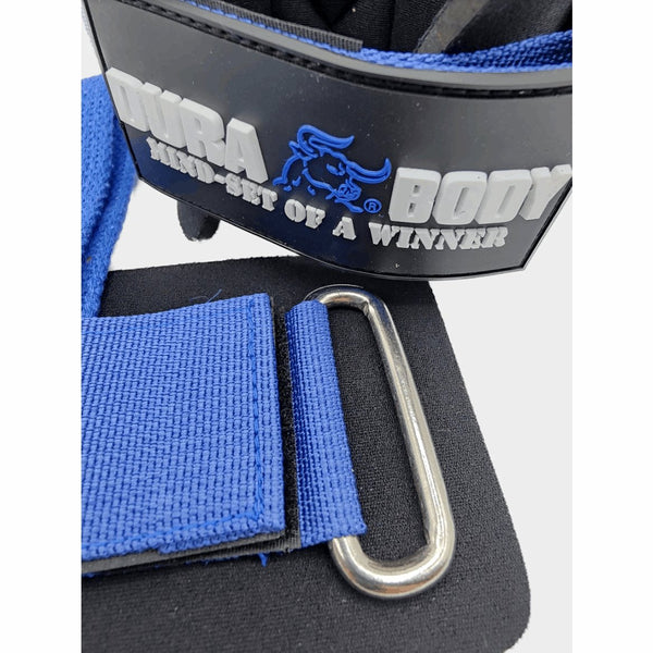 Blue Neoprene Wrist Wraps With Lifting Strap sold by DURABODY SPORTS