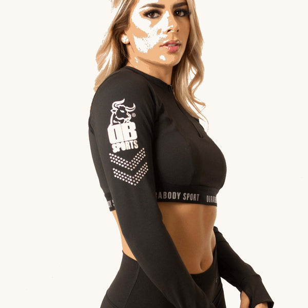 DB Black Long Sleeve Crop Top sold by DURABODY SPORTS