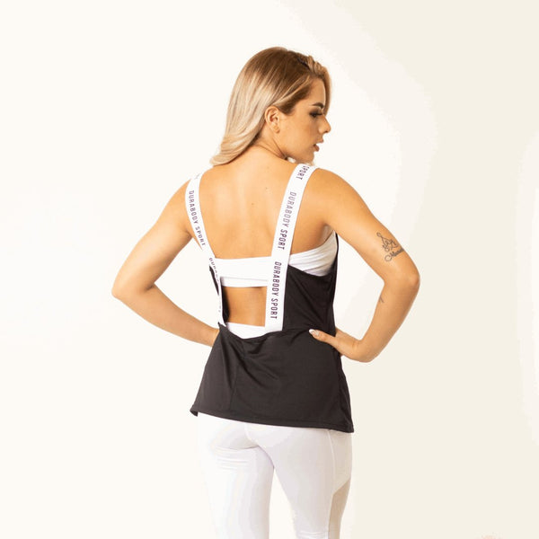 Black Tank Top With White Sports Top sold by DURABODY SPORTS