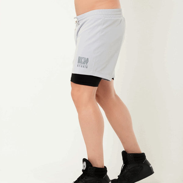 Men's Light Grey 2 - Layer Running Shorts sold by DURABODY SPORTS