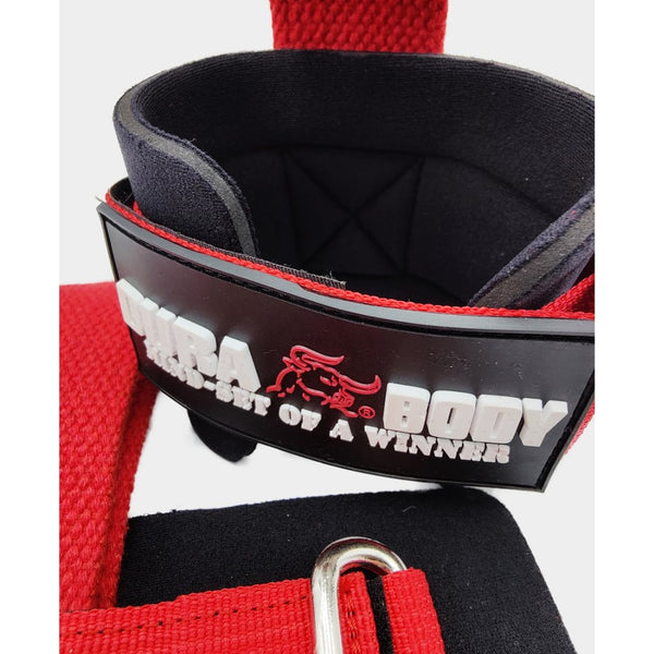 Red Neoprene Wrist Wraps With Lifting Strap sold by DURABODY SPORTS