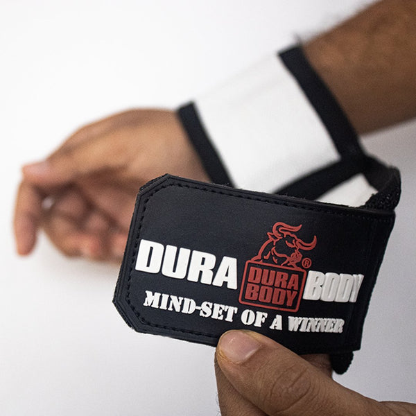 White & Black Wrist Wraps 18" - Guardian Premium Weightlifting Support sold by DURABODY SPORTS