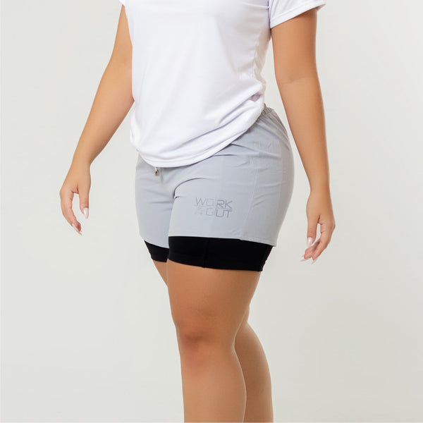 Women's Light Grey 2 - Layer Running Shorts sold by DURABODY SPORTS