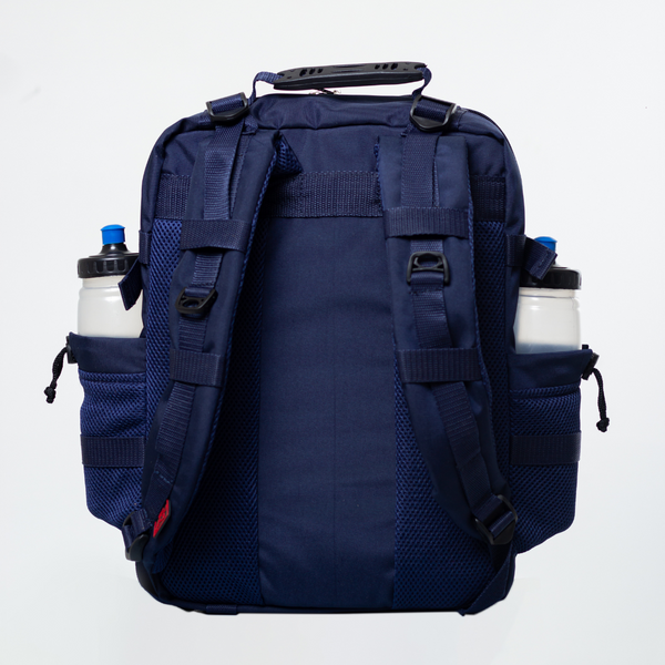 back of the navy blue military bag 