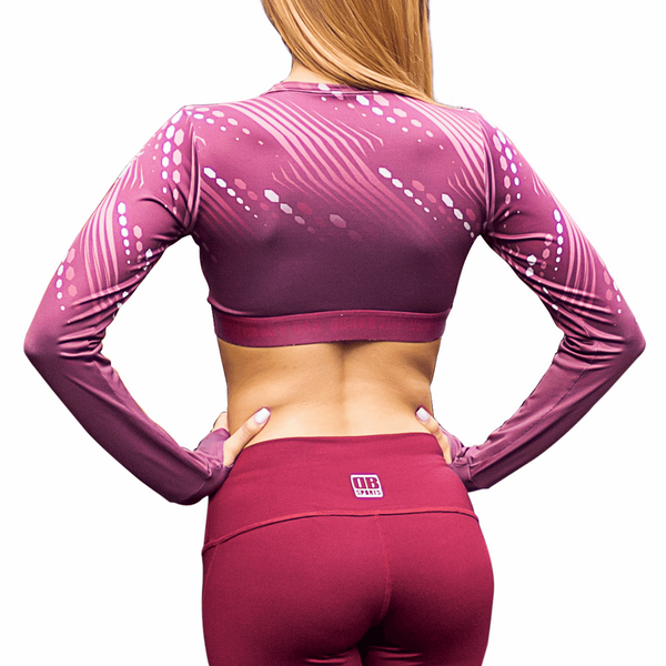 Active Burgundy Long Sleeve Crop Top