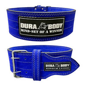 front and back of blue powerlifting belt
