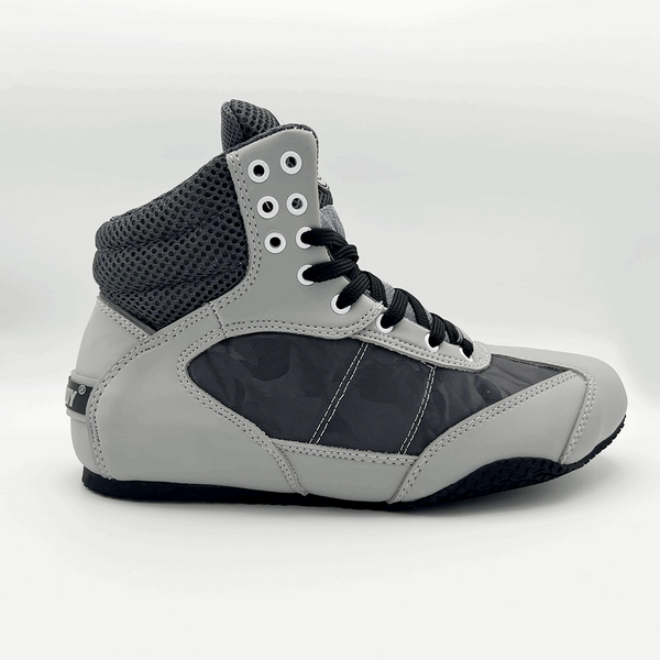 right side of the Grey Camo Pro Level 2 Series sneakers 