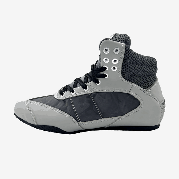 left side of the Grey Camo Pro Level 2 Series sneakers 