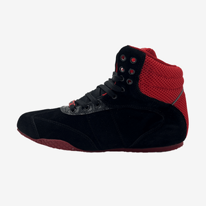 left side of the  Black and Red Pro Level 2 Series sneakers 