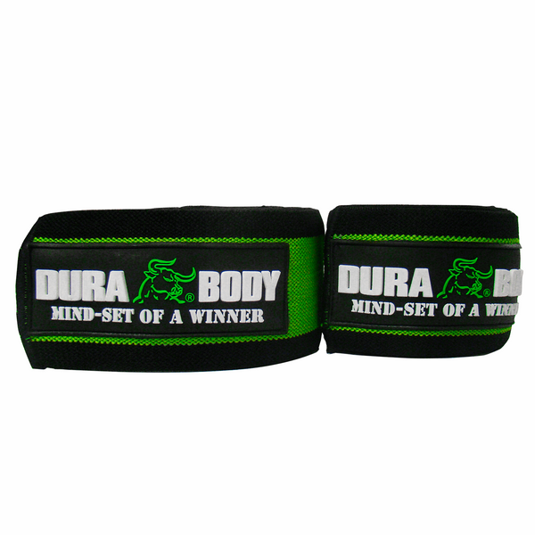 front of green knee wraps