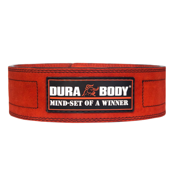 Ceinture de dynamophilie Hardcore rouge noire avec boucle à levier en acier