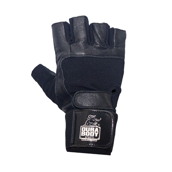 Black weightlifting glove with wrist wrap 