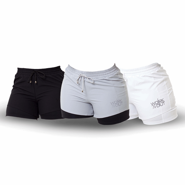 3 different color running shorts