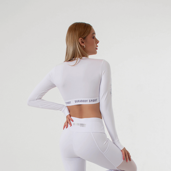 Active White Long Sleeve Crop Top