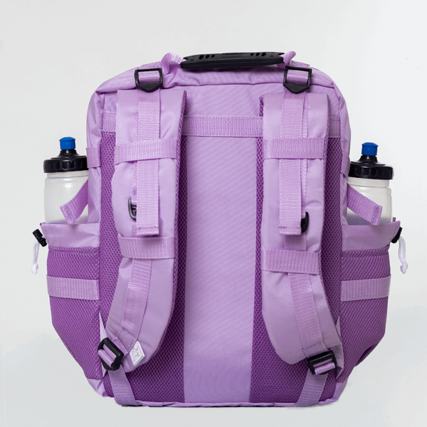 back of the light purple military bag 
