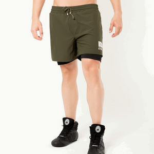 Dark Green 2-Layer Running Shorts