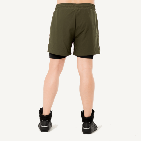 Dark Green 2-Layer Running Shorts