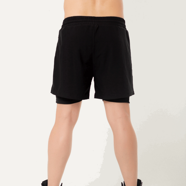 Men's Black 2-Layer Running Shorts