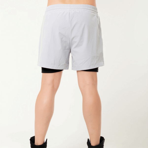 Men's Light Grey 2-Layer Running Shorts