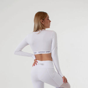 Active White Long Sleeve Crop Top sold by DURABODY SPORTS