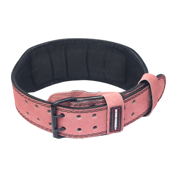 back of pink weightlifting belt 