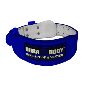 Front of blue weightlifting belt 