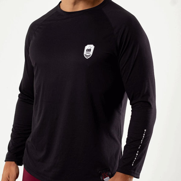 Zoom in  from the front of Men's Black Long Sleeve