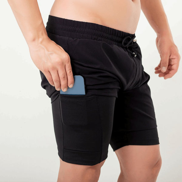 Men's Black 2-Layer Running Shorts