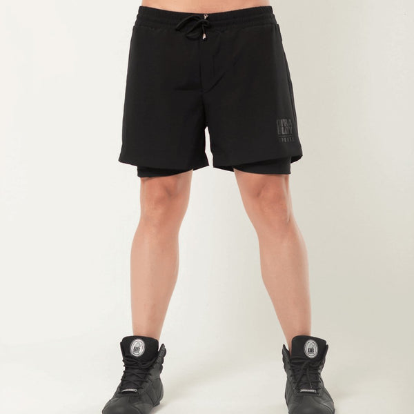 Men's Black 2-Layer Running Shorts