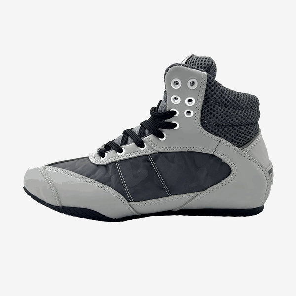 left side of the Grey Camo Pro Level 2 Series sneakers 