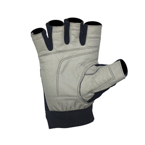 palm face of grey workout leather glove