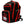 back pack angled to the left, showing the front zipper closed. shows the logo on the front zipper, adn the bull on the side pockets