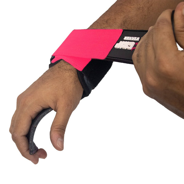 Pink dura grip closing on the wrist 