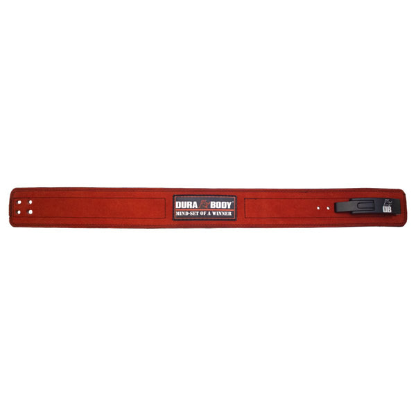 Red 10MM Hardcore Powerlifting Belt With Steel Lever Buckle