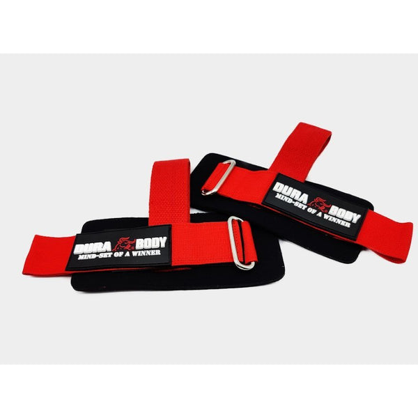 Red Neoprene Wrist Wraps With Lifting Strap sold by DURABODY SPORTS