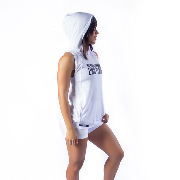 Sweat à capuche blanc sans manches