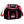 front of the black meal bag with the pink zippers and pink lifting strap. the logo is on the middle of the front zipper pocket