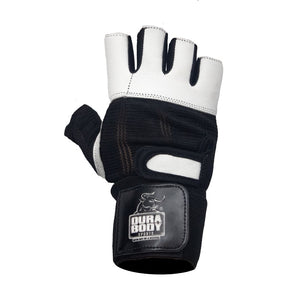 White  weightlifting glove with wrist wrap 