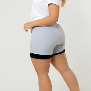 Women's Light Grey 2 - Layer Running Shorts sold by DURABODY SPORTS
