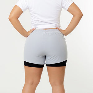 Women's Light Grey 2 - Layer Running Shorts sold by DURABODY SPORTS