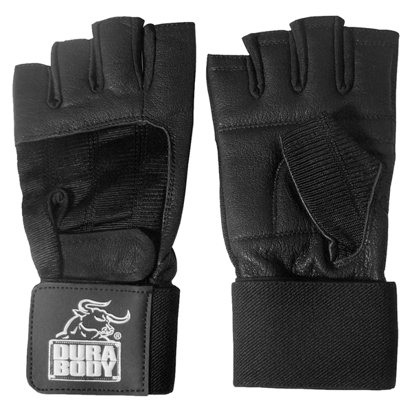 front and back of womens  black lifting glove 
