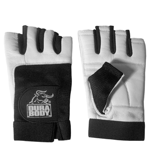 front and back of white workout glove 