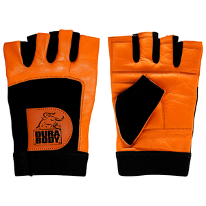front and back of brown weightlifting gloves