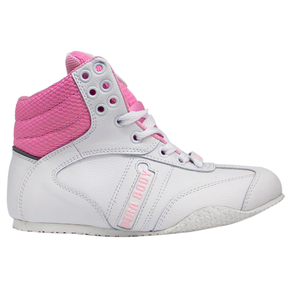 right side of the Pink and White Pro Level 2 Series sneaker 