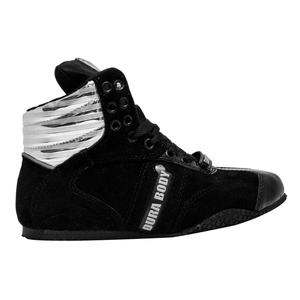 the right side of the Silver and Black Pro Level 2 Series sneaker 